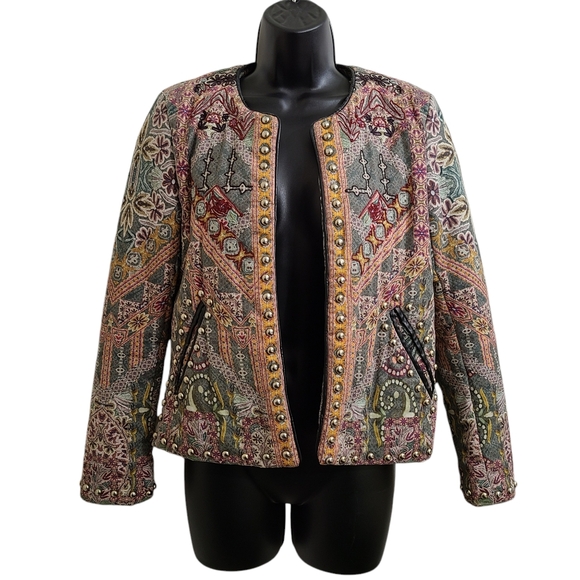 Hemant & Nandita Quilted Tapestry Studded Floral Jacket XS - Picture 2 of 10